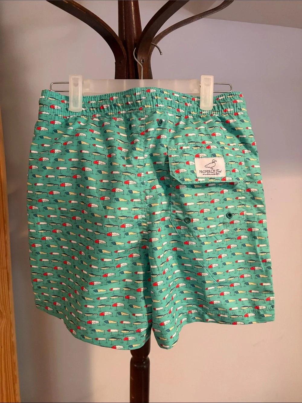 Boys Green Properly Tied Swim Trunks - Signature Embroidered Logo